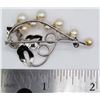 Image 3 : VINTAGE STERLING BROOCH WITH FAUX PEARL