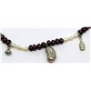 Image 1 : .925 NECKLACE WHITE MAROON BEADS + CHARMS