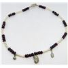Image 2 : .925 NECKLACE WHITE MAROON BEADS + CHARMS