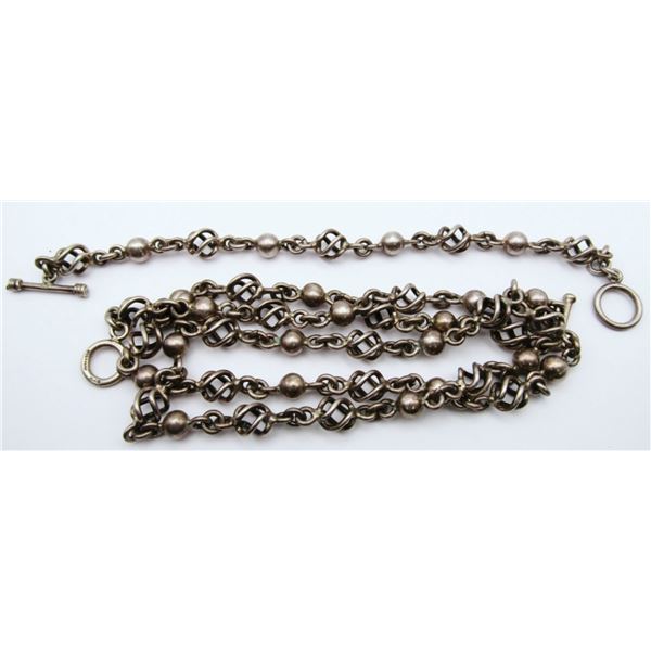 SET! MEXICO STERLING BEADED LINKED NECKLACE