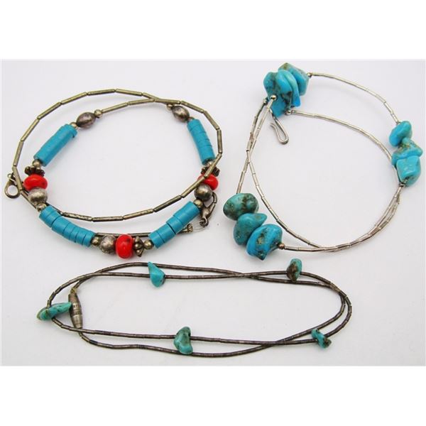 3-SOUTHWESTERN LIQUID STERLING NECKLACES