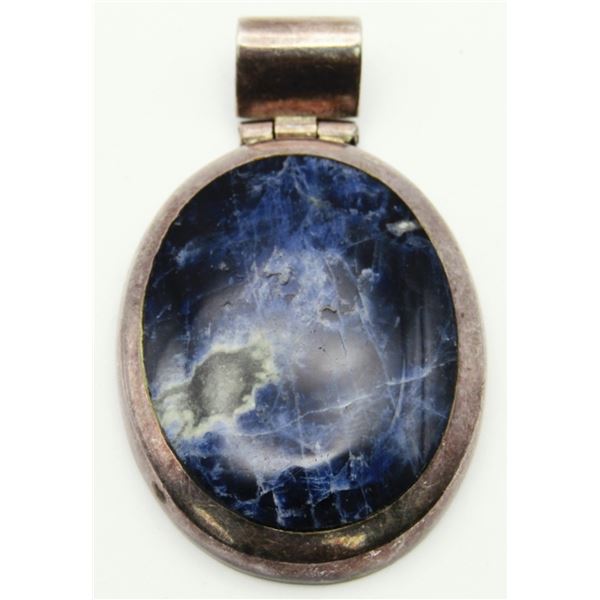 ATI MEXICO STERLING OVAL PENDANT WITH NAVY
