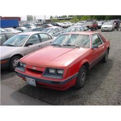 85 FORD MUSTANG 4SPD 2DR EXMT.                                        
