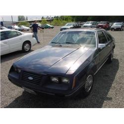 83 FORD MUSTANG GLX 2DR EXMT.                                         
