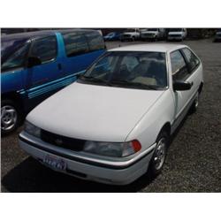 93 HYUNDAI EXCEL 4SPD 2DR EXMT.                                       