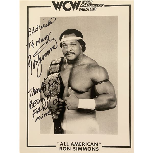 World Champion Wrestler "All American" Ron Simmons Signed Photo