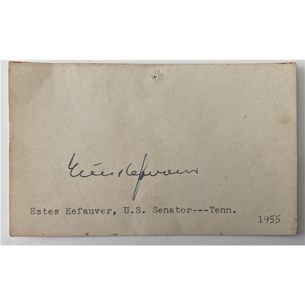 Senator of Tennessee Estes Kefauver signed autograph card