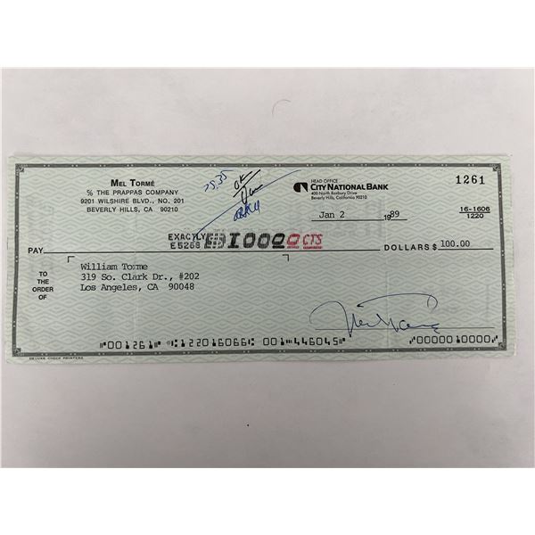 Mel Torme signed check