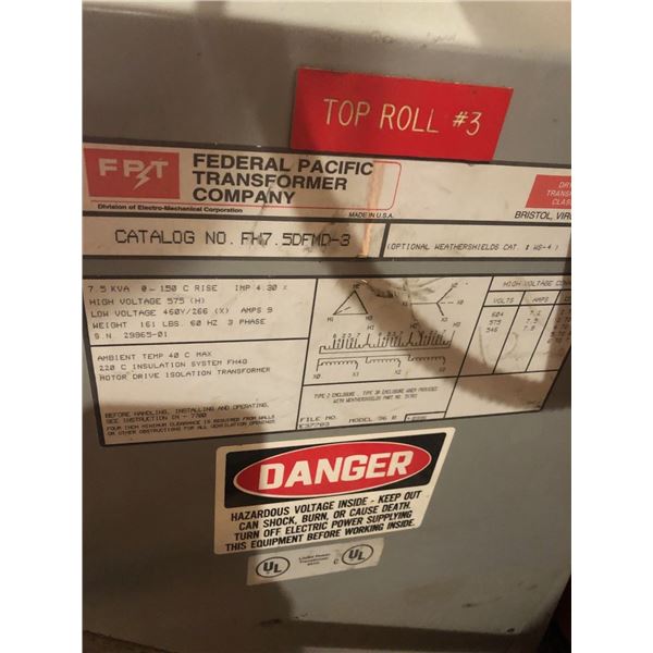 Transformer 7.5 KVA 600v