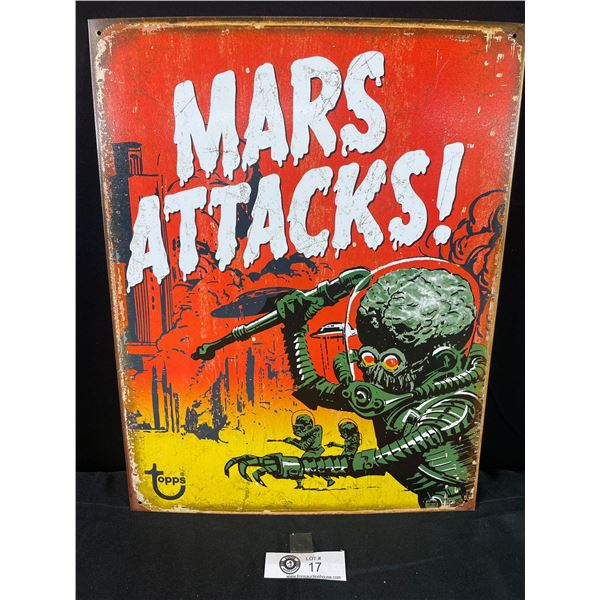 Topps  Mars Attacks  Movie Tin Sign Approx. 16  x 12 1/2 