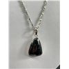 Image 2 : .925 Sterling Silver Pendant & Chain w/Large Unusual Stone. 20"