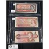 Image 1 : 3 Bank Of Canada (1954-1974-1988) $2 Bank Notes In Holder