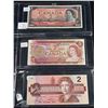 Image 2 : 3 Bank Of Canada (1954-1974-1988) $2 Bank Notes In Holder