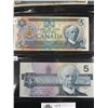 Image 2 : 3 Bank Of Canada (1954-1979-1986) $5 Bank Notes In Holder