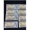 Image 2 : 11 Bank Of Canada 1973 One Dollar Bank Notes In Holder