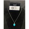 Image 1 : .925 Sterling Silver Chain, Italy, w/Turquois Pendant