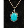 Image 2 : .925 Sterling Silver Chain, Italy, w/Turquois Pendant