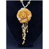 Image 2 : Vintage Hand Carved, Chinese Jade Flower Pendant Necklace