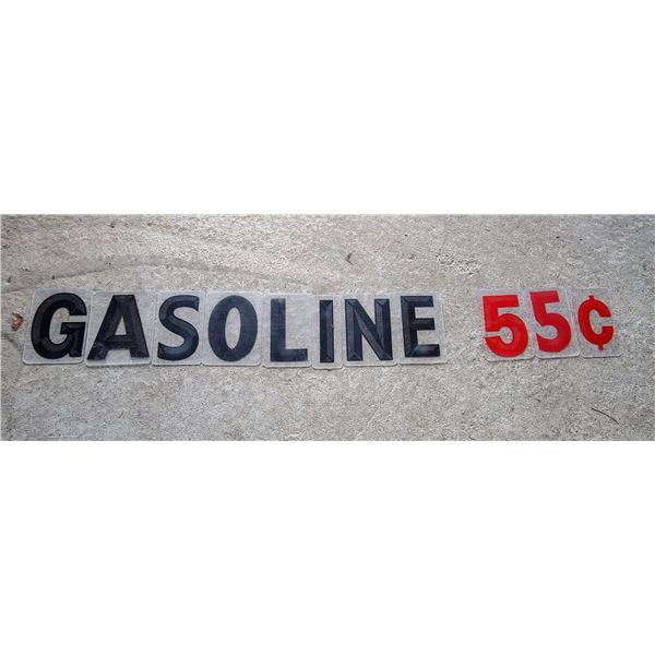 "Gasoline 55c" Sign Letters. Each Approx. 7" Tall