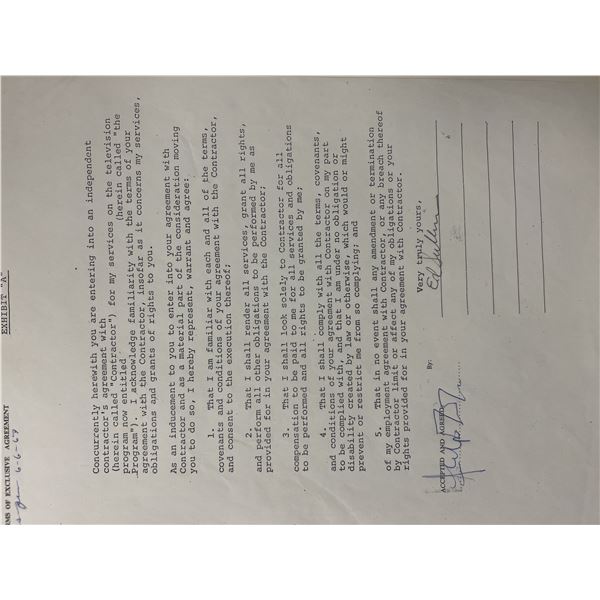 Ed Sullivan signed contract