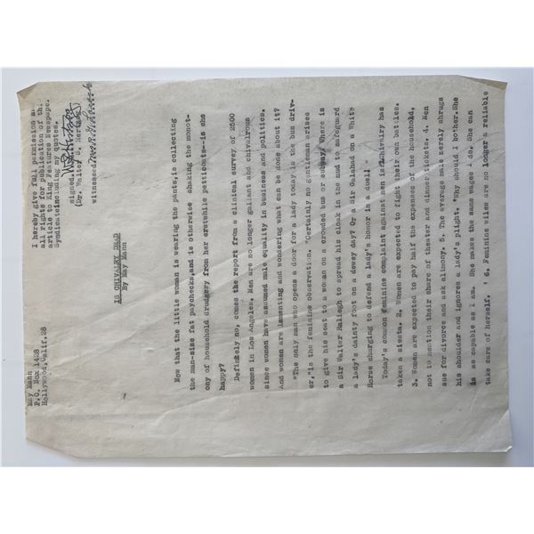 Dr. Walter S. Hertzog signed document