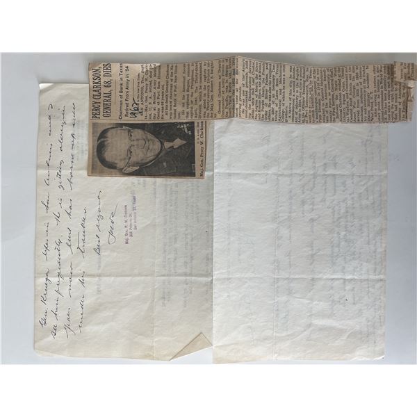 General Percy Clarkson signed letter