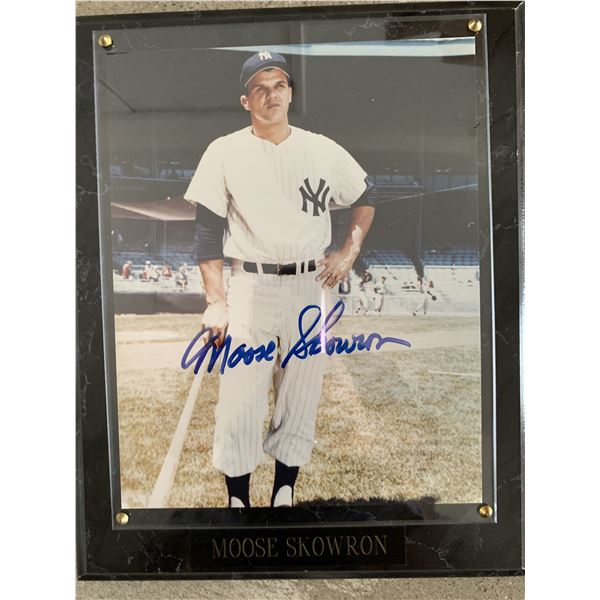 New York Yankees Moose Skowron signed photo on marble plaque
