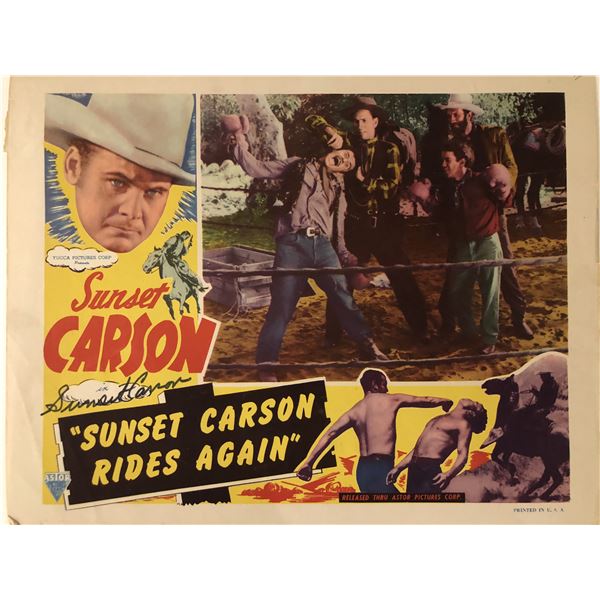 Sunset Carson Rides Again signed lobby card