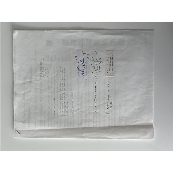 L. Eugene Root signed letter