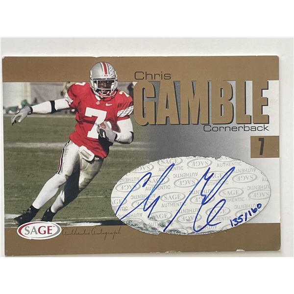 Ohio State Buckeyes Chris Gamble signed 2004 Sage trading card