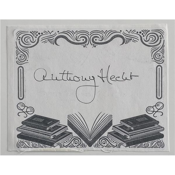 Poet Anthony Hecht original signature