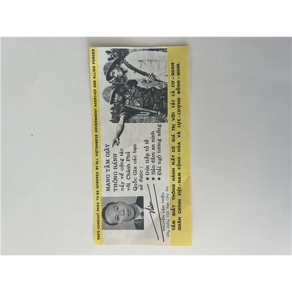 Nguy?n Van Thi?u facsimile signed safe-conduct pass