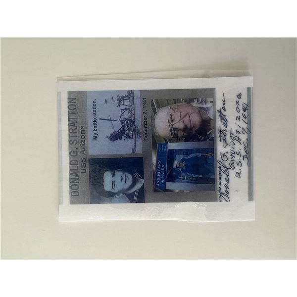 USS Arizona survivor Donald Stratton signed photo