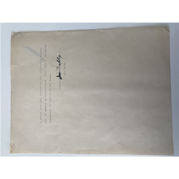 Jim Tully signed document