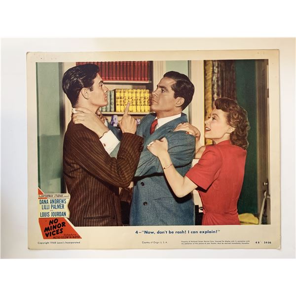No Minor Vices original 1948 vintage lobby card