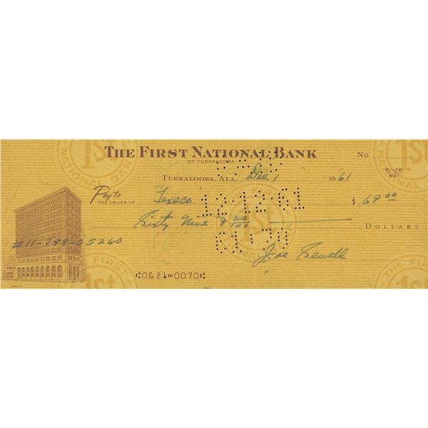 Joe Sewell signed check