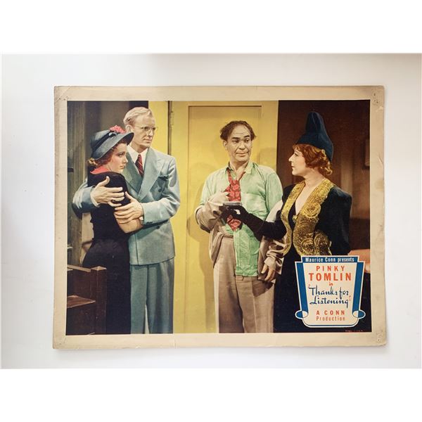 Thanks for Listening original 1937 vintage lobby card