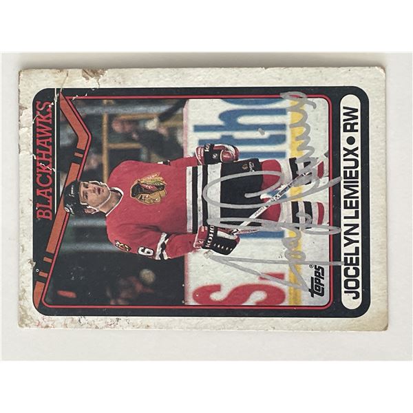 Chicago Blackhawks Jocelyn Lemieux 1990 Topps #237 signed trading card