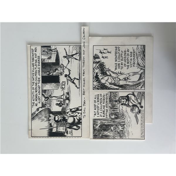 Comic strip artist John Celardo signed Tarzan panels