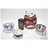 Image 1 : Three panabo Hiada porcelain footed bowls and a handcarved wall mask signed by artist Art Cootes, Uc