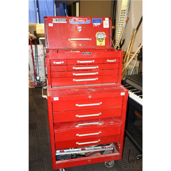 Beach tool box combo. and contents including combo. wrenches, screwdrivers, pliers, vice grips, tube