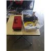 Image 1 : TOTE OF BRAIDED HOSE, WEATHER STRIPPING AND TOOLBOX WITH CONTENTS