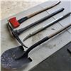 Image 2 : AXE, PICK AXE, SHOVEL AND TIE DOWN CINCH BAR