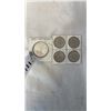 Image 1 : LOT OF AMERICAN COINS; 4 HALF DOLLAR COINS, 1 OZ FINE SILVER DOLLAR