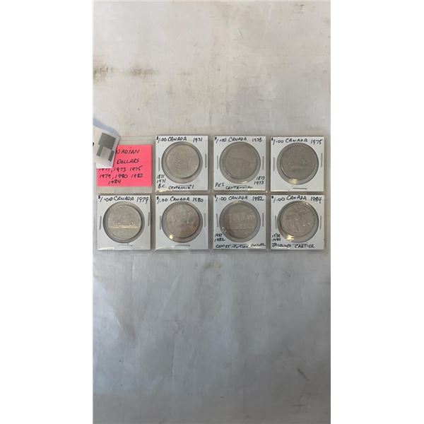 7 RARE CANADIAN DOLLARS 1971, 1973, 1975, 1979, 1980, 1982, 1984