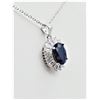 Image 2 : STERLING SILVER 10.4MM X 7.9MM NATURAL SAPPHIRE (3.36CTS) & CZ PENDANT WITH STERLING SILVER CHAIN, W