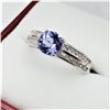 Image 2 : STERLING SILVER 6.1MM NATURAL TANZANITE (1CT) & CZ RING, W/A $980.00, SIZE 6
