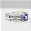 Image 3 : STERLING SILVER 6.1MM NATURAL TANZANITE (1CT) & CZ RING, W/A $980.00, SIZE 6