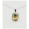 Image 1 : 10KT. WHITE GOLD 11.45M X 9.9MM NATURAL DIASPORE (4CTS) & DIAMOND PENDANT WITH STERLING CHAIN, 9 DIA