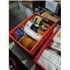 Image 2 : 2 CRATES OF CAR CLEANING SUPPLIES - SPONGES, WHEEL AND GLASS CLEANER, POLISH